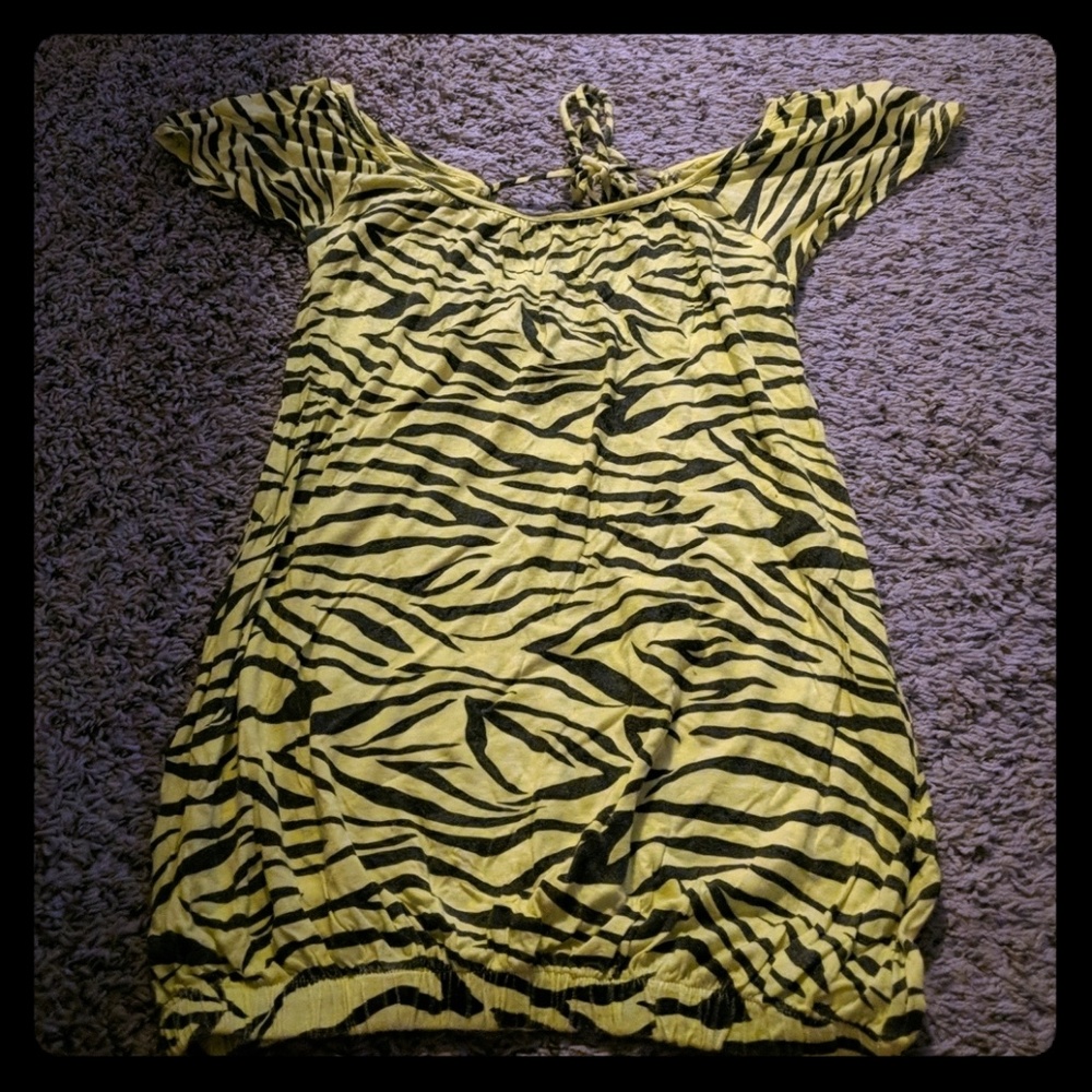 Yellow zebra print open back top
